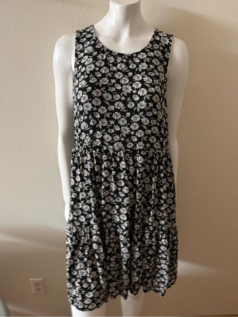 American Eagle Outfitters Black Dress with White Floral Print